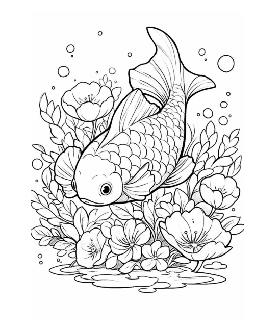 Koi Fish Coloring Book For Kids - Image 2